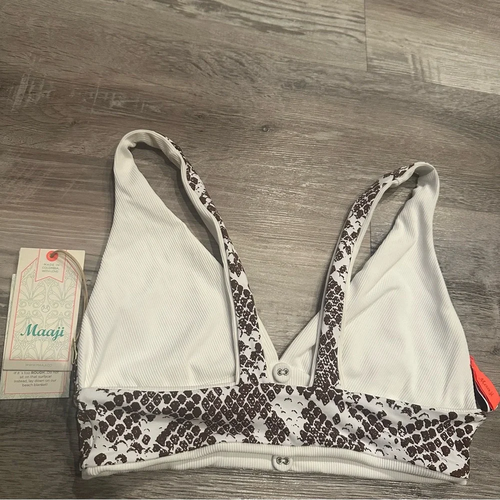 MAAJI Reversible Bikini Top Size Medium Animal Print Brown White_2